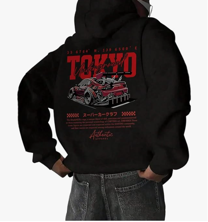 Vintage Racing Graphic Oversized Streetwear Hoodie – Motorsport Inspired Y2K Car Culture Sweatshirt